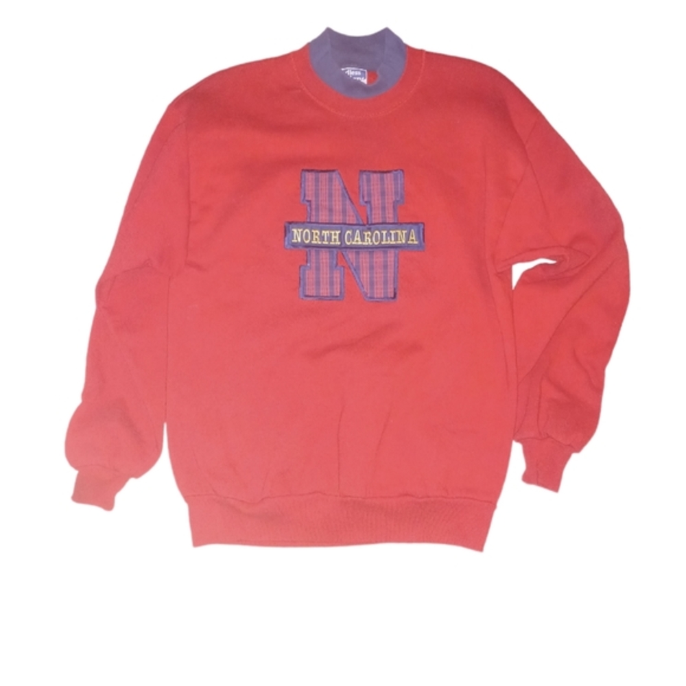 Vintage Endless Designs Made in USA Sz Large North Carolina Sweatshirt Red/Navy‎